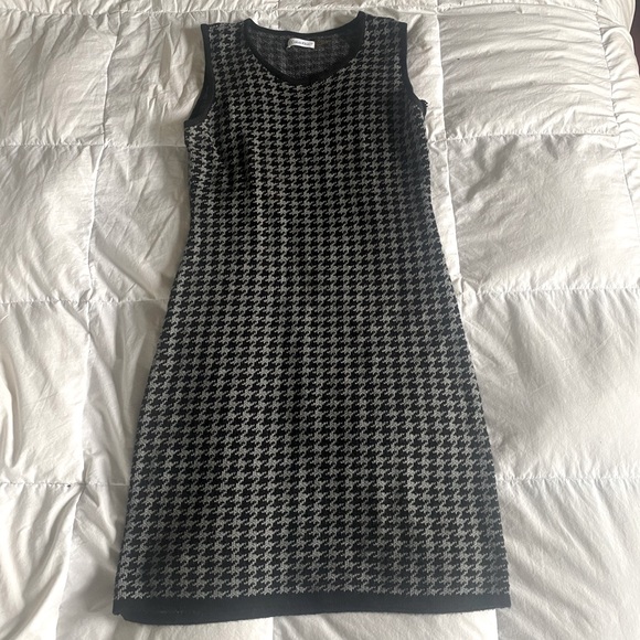 Ribbed Knitted Calvin Klein Womens Dress, Black & Grey Pattern - Picture 1 of 4